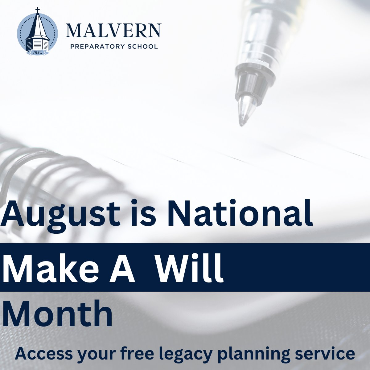 We're excited to offer our Malvern Prep Community access to a free and secure platform that will guide you through creating your will – step by step, from the comfort of your home.

Access Your Free Legacy Planner Service Here 👉 ow.ly/K1Np50WxWev