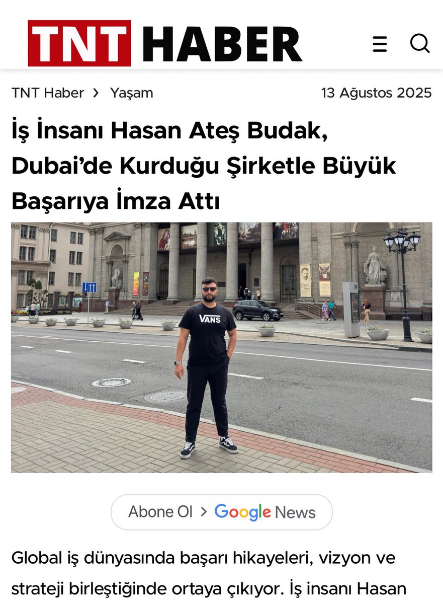 İş İnsanı Hasan Ateş Budak, Dubai’de Kurduğu Şirketle Büyük Başarıya İmza Attı

- TNT Haber    - Dior Medya

tnthaber.com/yasam/is-insan…