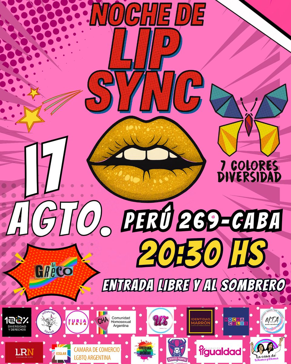 yodivinadaniela's tweet photo. 🥰 Este domingo, la Asociación Civil Siete Colores Diversidad presenta un Concurso de Lip Sync imperdible.
Un espectáculo para disfrutar de talento, creatividad y comunidad.
 🖐La Greco – Perú 269, CABA  20:30 hs –☺️ Entrada al sombrero https://t.co/2By62VWDBX