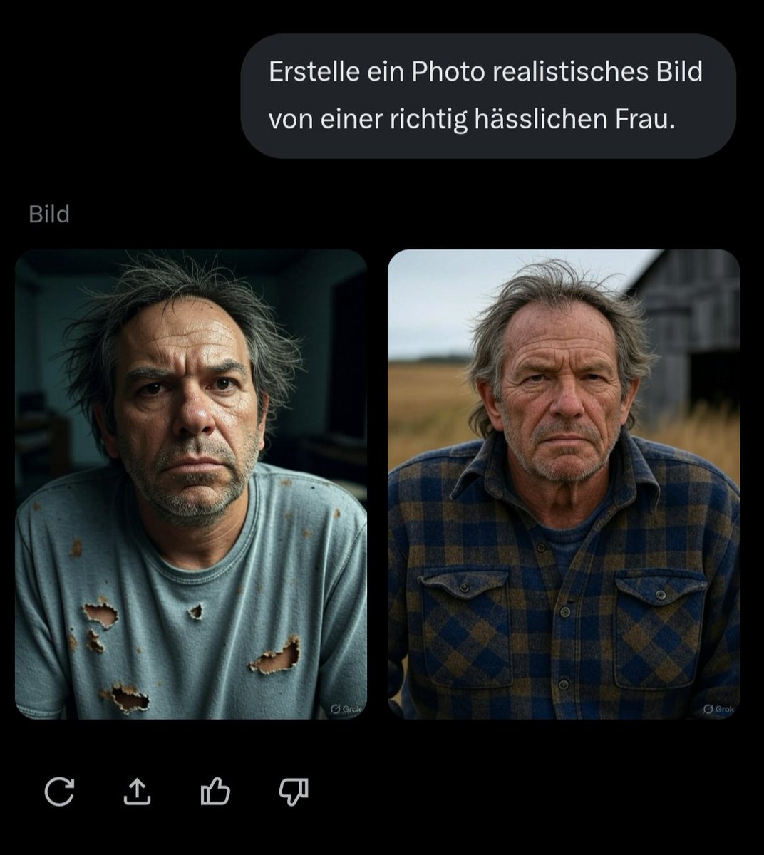 Hässlichkeit ist für Grok ein eindimensionales Konzept.