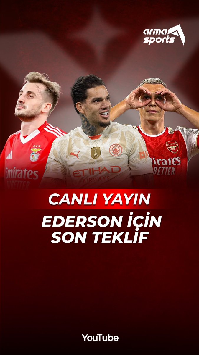 Arma Sports (@armasportstv) on Twitter photo ✅️ Fenerbahçe Tur Galibiyeti
✅️ Tielemans Gündemde
✅️ Ederson İçin Son Teklif
✅️ Galatasaray'da Yeni Hedef Trossand
Arma Transfer'de <a href="/baharozguvenc/">Bahar ÖZGÜVENÇ</a> ve <a href="/MustafaGoksuX/">Mustafa Göksu</a> gündemin tüm detaylarını konuşuyor
🕰 18:00
📽 youtube.com/live/ER7TZpDeS… ✅️ Fenerbahçe Tur Galibiyeti
✅️ Tielemans Gündemde
✅️ Ederson İçin Son Teklif
✅️ Galatasaray'da Yeni Hedef Trossand
Arma Transfer'de <a href="/baharozguvenc/">Bahar ÖZGÜVENÇ</a> ve <a href="/MustafaGoksuX/">Mustafa Göksu</a> gündemin tüm detaylarını konuşuyor
🕰 18:00
📽 youtube.com/live/ER7TZpDeS…