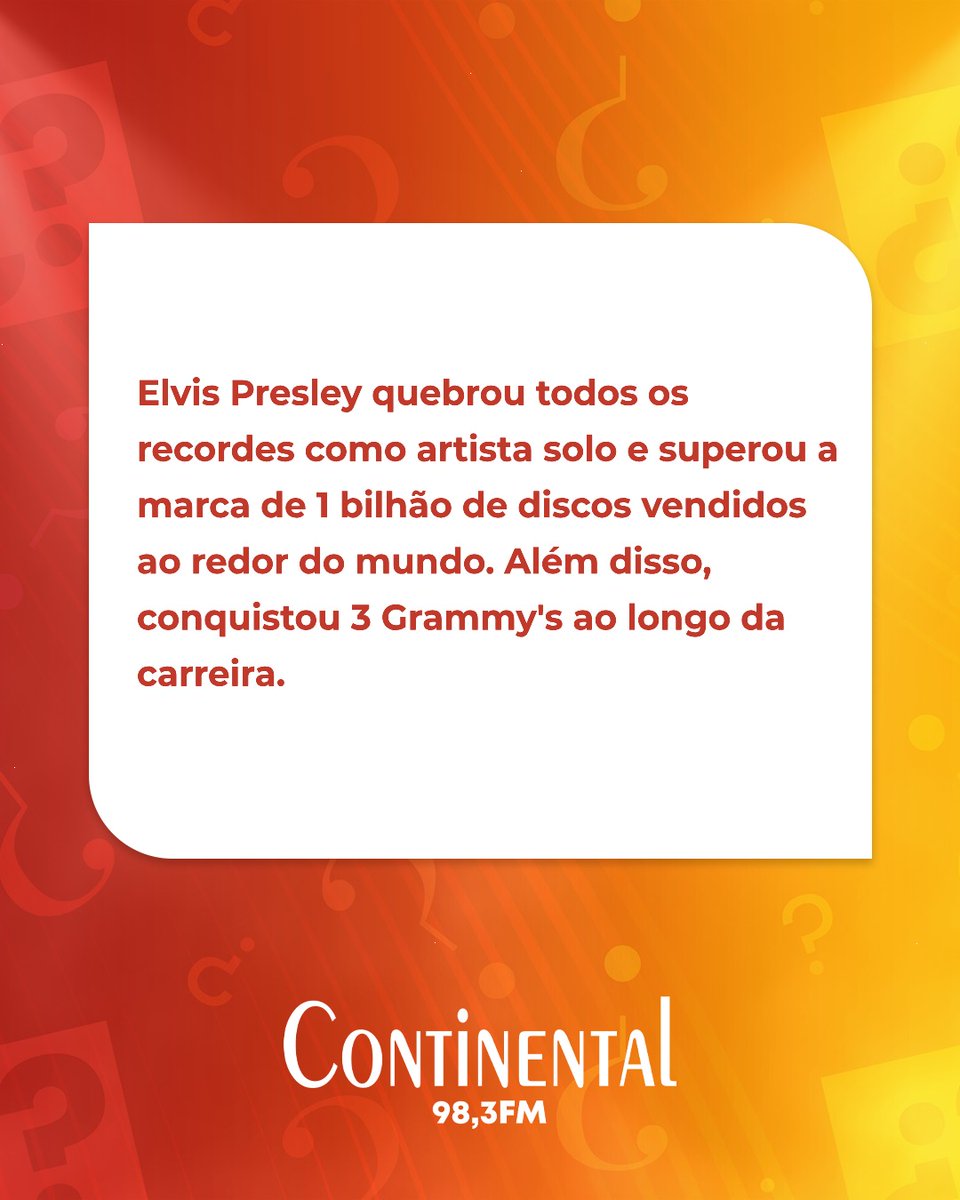 Você sabia dessas curiosidades sobre o cantor Elvis Presley?💙

Conta pra gente nos comentários!🤩

Sintonize 98,3 FM.
O som nosso de cada dia.

#elvispresley #redepampa #radiocontinental