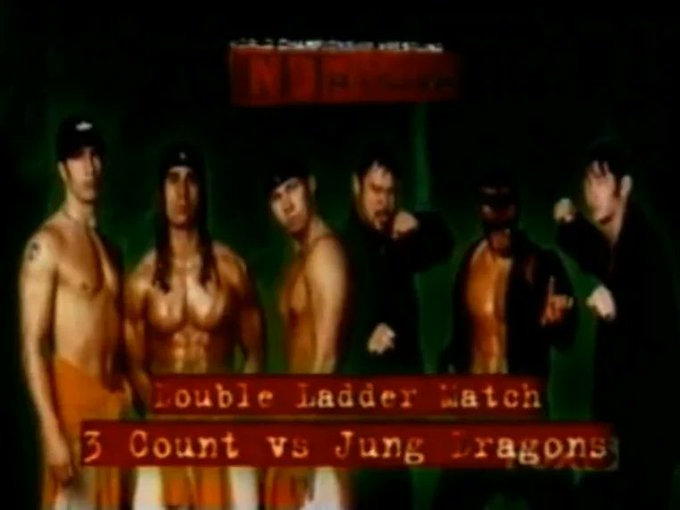 wrestle_hist's tweet photo. 8/13/2000
3 Count defeated The Jung Dragons in a Gold Record Ladder Match at New Blood Rising from the Pacific Coliseum in Vancouver, Canada.
#WCW #NewBloodRising #3Count #EvanKaragias #ShannonMoore #ShaneHelms #TheJungDragons #KazHayashi #JamieNoble #JimmyWangYang https://t.co/QMpXAHjUzg