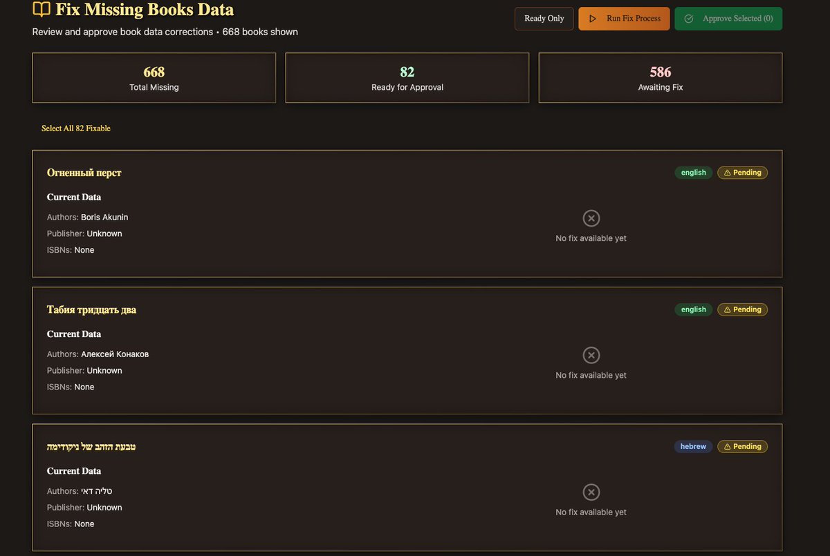 באמת גודרידס, אי אפשר לשים קצת ISBN-ים לספרים בעברית ורוסית?