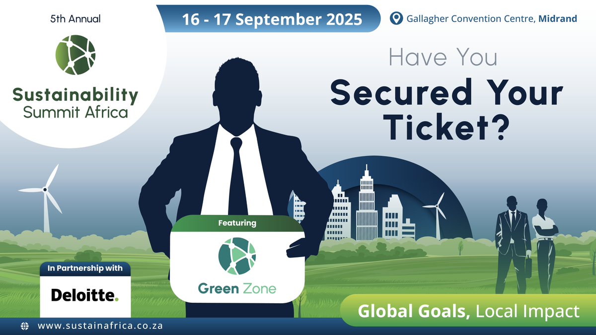 🌍 Seats are filling fast! This Sept, the 5th Annual Sustainability Summit Africa unites leaders &amp; innovators to tackle environmental challenges &amp; drive sustainable growth. Be part of the change! Secure your seat 👉 spw.uxi.re/M61M6. #SSA2025