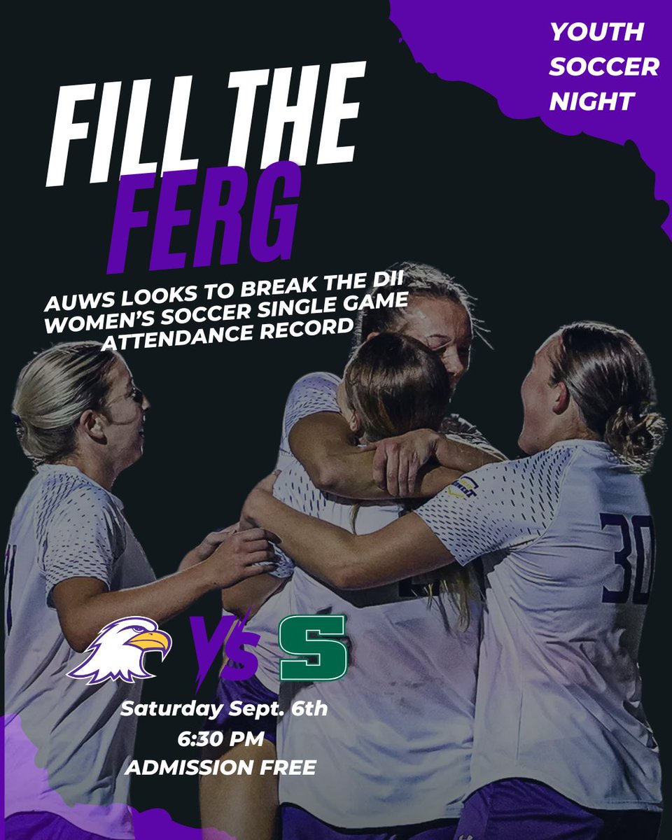 🚨Help Us Break A Record🚨

Saturday Sept. 6th, Ashland University Women's Soccer is attempting to break the DII Women's Soccer Attendance Record of over 3,200 for a single game!

Campus, Community, Athletes, Families, Friends, we need your help!