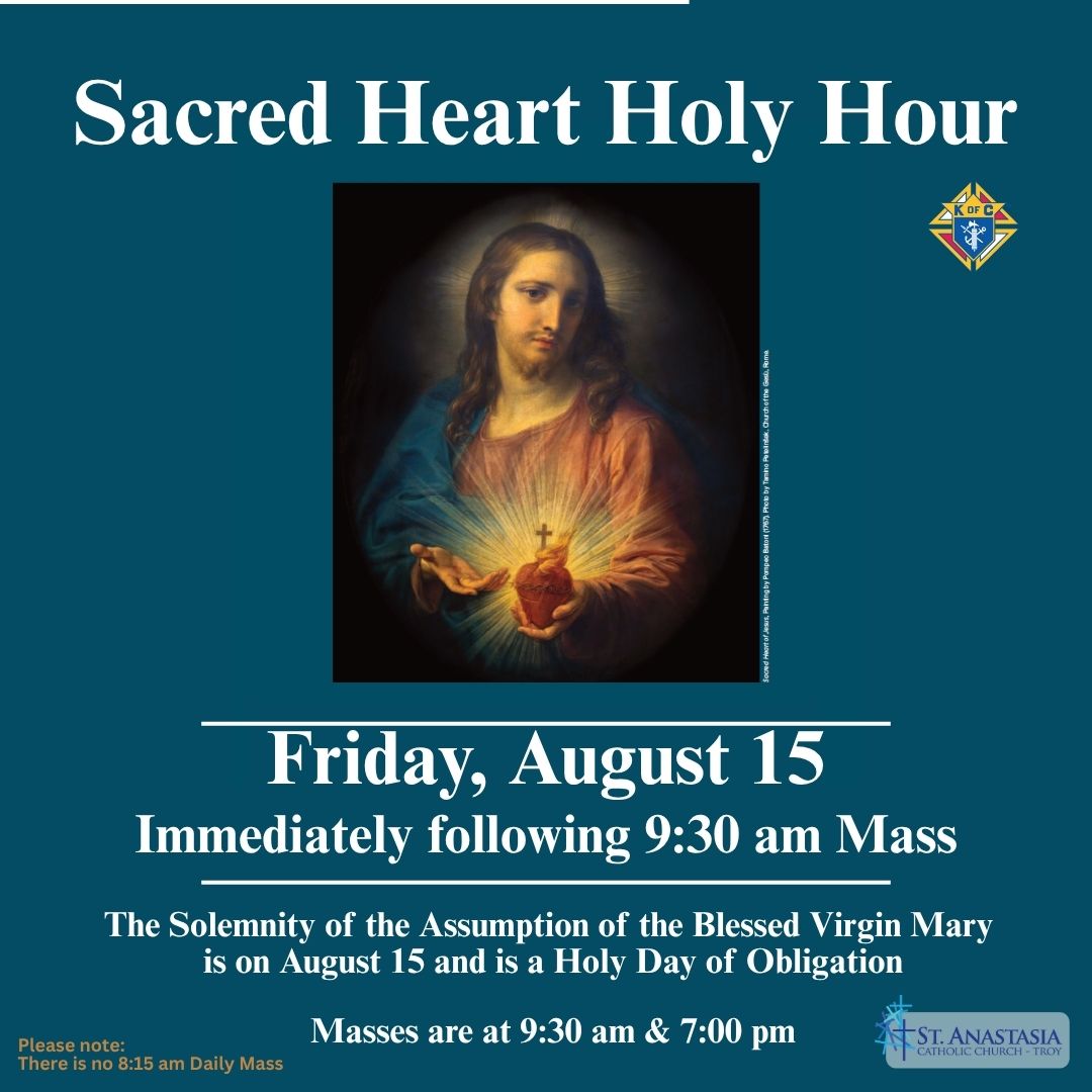 The Sacred Heart Holy Hour will include prayers to the Sacred Heart, an icon of the Sacred Heart, and time for silent prayer and adoration of the Blessed Sacrament. The prayer service will lead all present to grow in their love of God and devotion to his Most Sacred Heart.