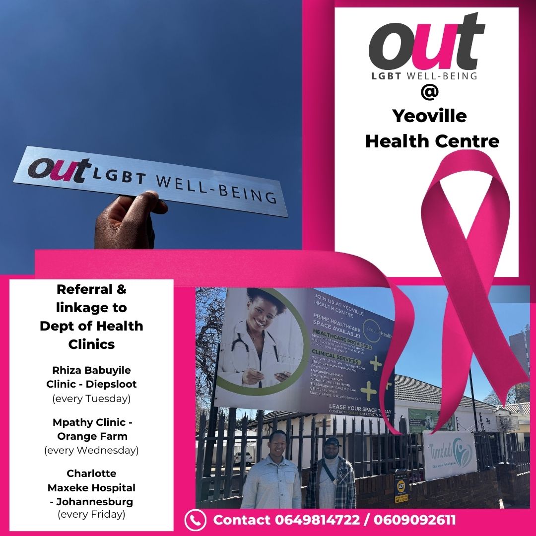 🌈 We're OUT &amp; About - Partnering with Yeoville Health Centre to connect you to ARV treatment:
📅 Tues–Rhiza Babuyile (Diepsloot)
📅 Wed–Mpathy (Orange Farm)
📅 Fri–Charlotte Maxeke
📲 064 981 4722 / 060 909 2611
#HIVCare #OUTandAbout #LGBTQIAHealth