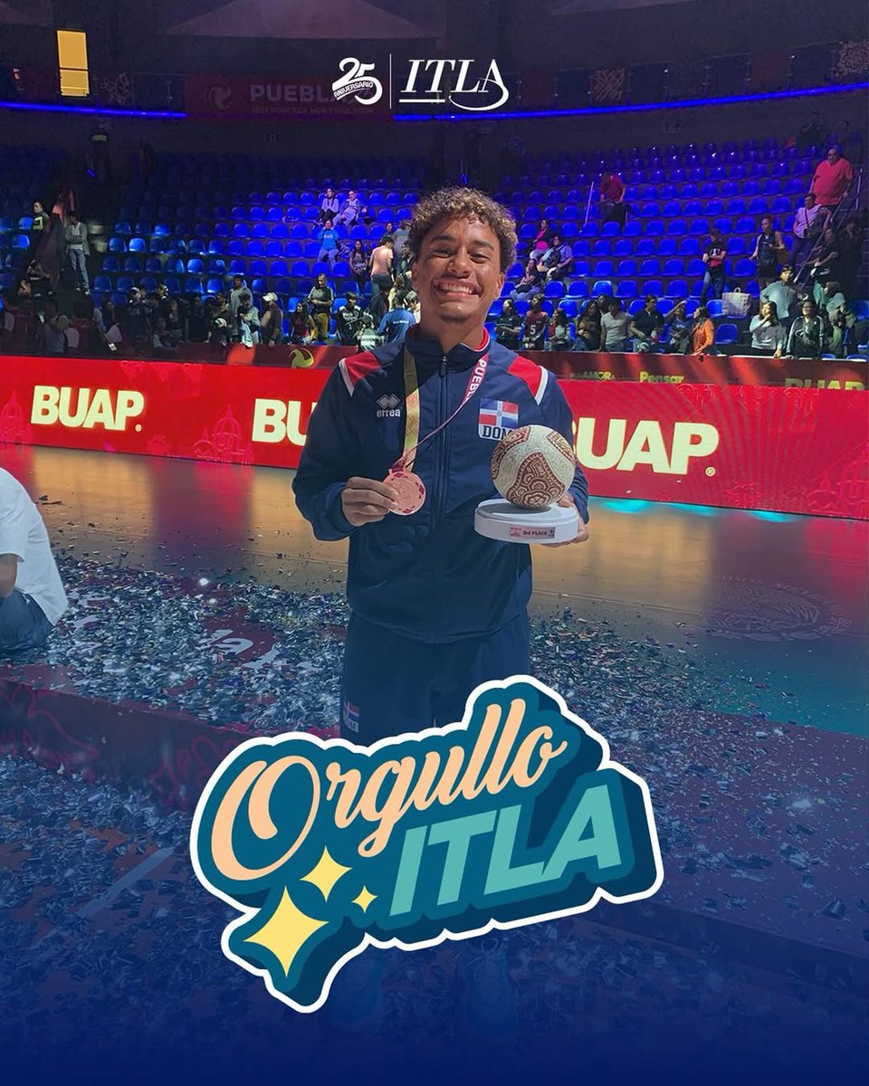 Desde Azua para el mundo 🌎, Heycel Miguel Sención, estudiante de Redes de Información, brilló como líbero con RD y ganó la Copa Panamericana Sub-23 en Guatemala 🏆. ¡En el ITLA celebramos tu disciplina y pasión!