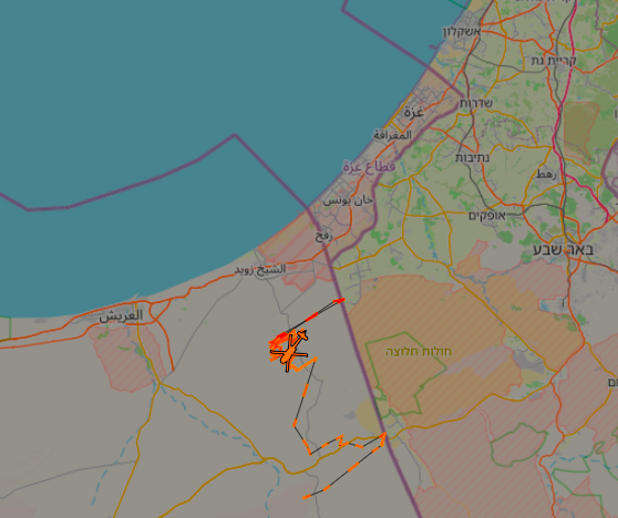 US Black Hawk helicopter operating in Egyptian airspace along Israel border - and close to Gaza

Right now