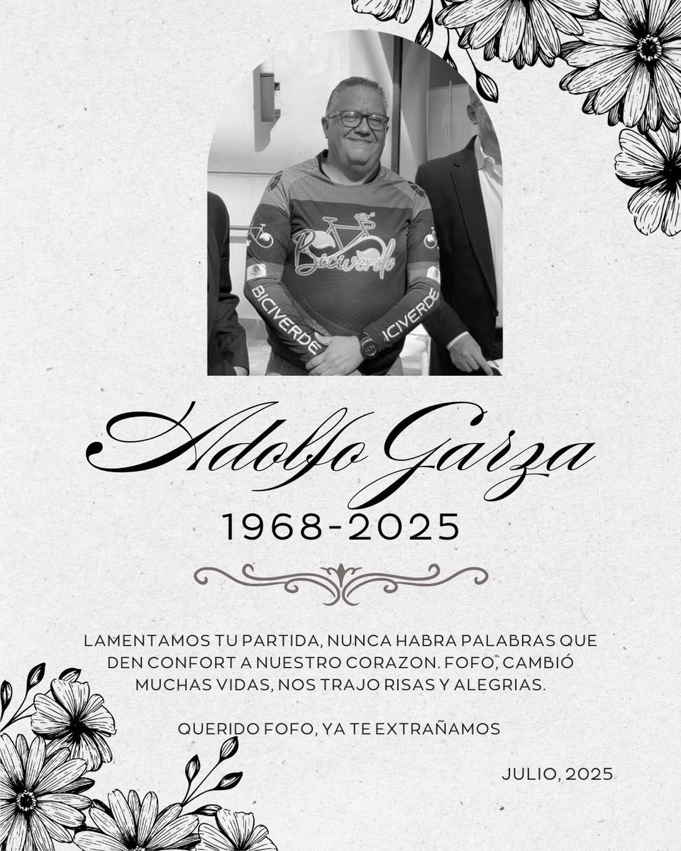 PaseodeTodos's tweet image. Desde @PaseodeTodos nos duele profundamente despedir a nuestro querido amigo Adolfo Garza “Fofo”

Impulsor incansable de la bicicleta, fundador de @Biciverde y amigo entrañable de esta comunidad

Gracias por cada pedaleada compartida, por tu alegría y compromiso, buen camino
🚲💚