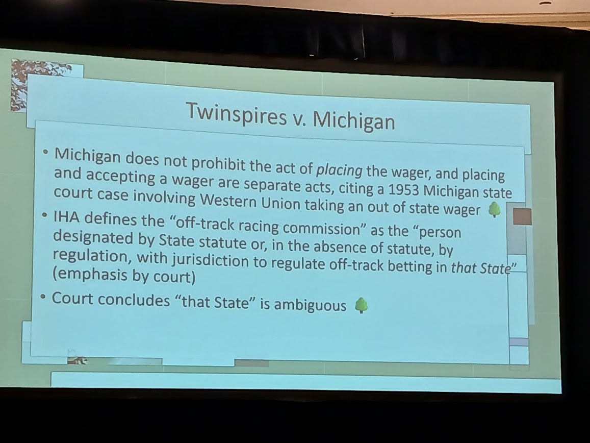 EquineInfoEx's tweet image. ADWs, State Regulators, Federal Courts and What’s Next? Jack Jeziorski, President, NCMS, NYRA addresses this issue, including previous wagering moving thought NY and the usual suspects (we&apos;re not calling out the group he stated!) Ended with the 1961 wire act. #RGCS @thenyra…