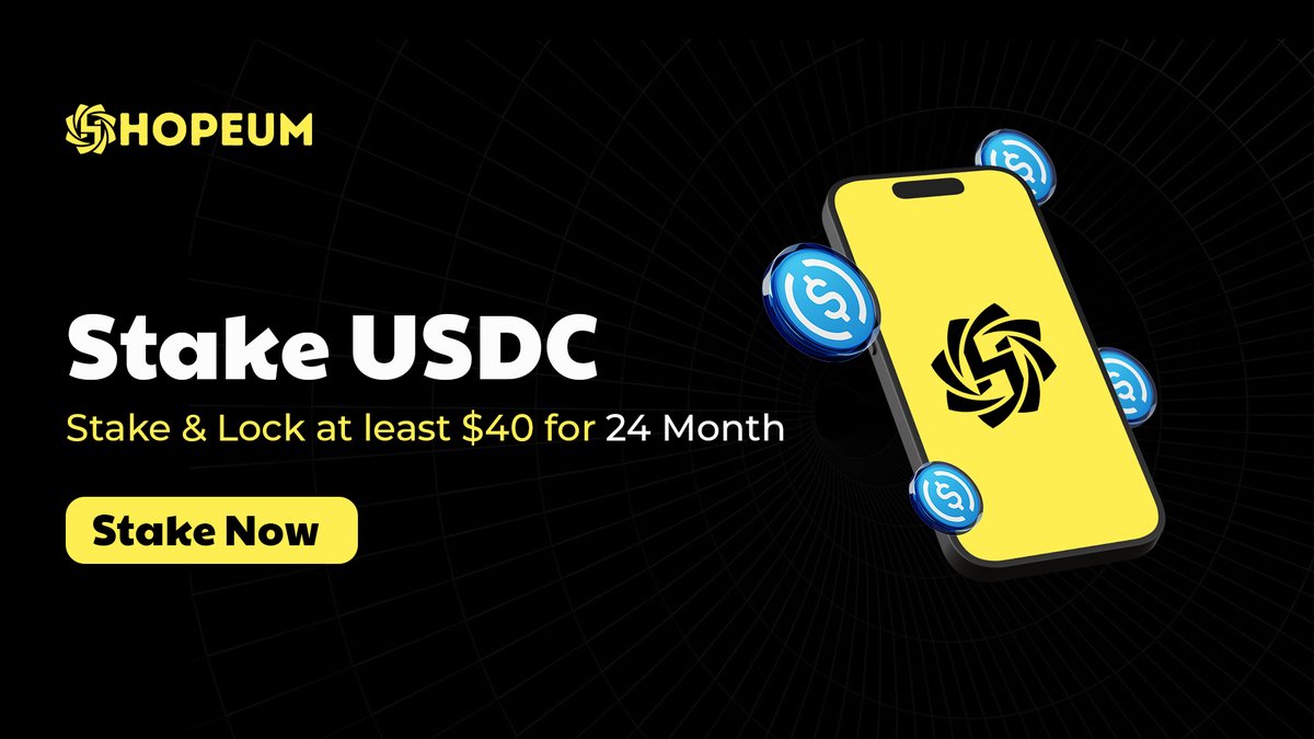 Hopeum_io's tweet photo. Your USDC can do more than just sit in your wallet. 

With HOPEUM, stake and lock at least $40 for 24 months and watch your holdings work for you. 
$HPM is coming. Don't watch from the sidelines. https://t.co/ZUOEJzouaO