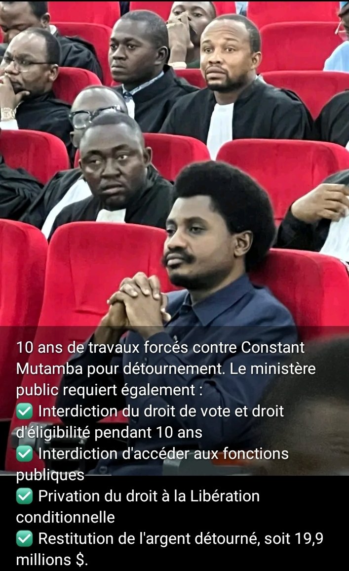 JeanKasul1's tweet photo. RDC🇨🇩: Affaires MUTAMBA, La cour a rendu son verdict.

La justice de notre pays https://t.co/WuTfqyMwBS