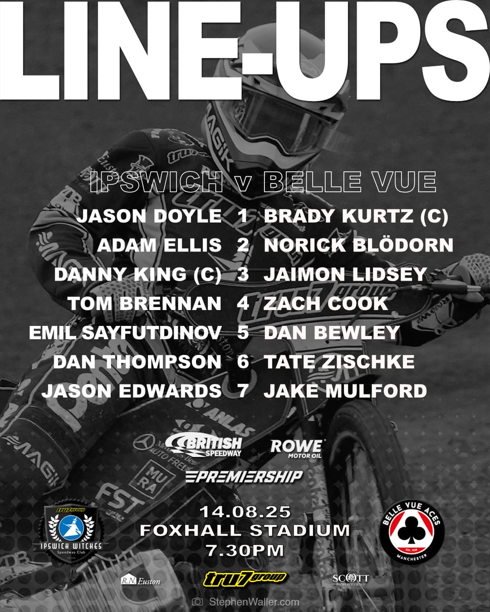 Unchanged for Thursday's fixture at Foxhall 📋

#IPSBEL