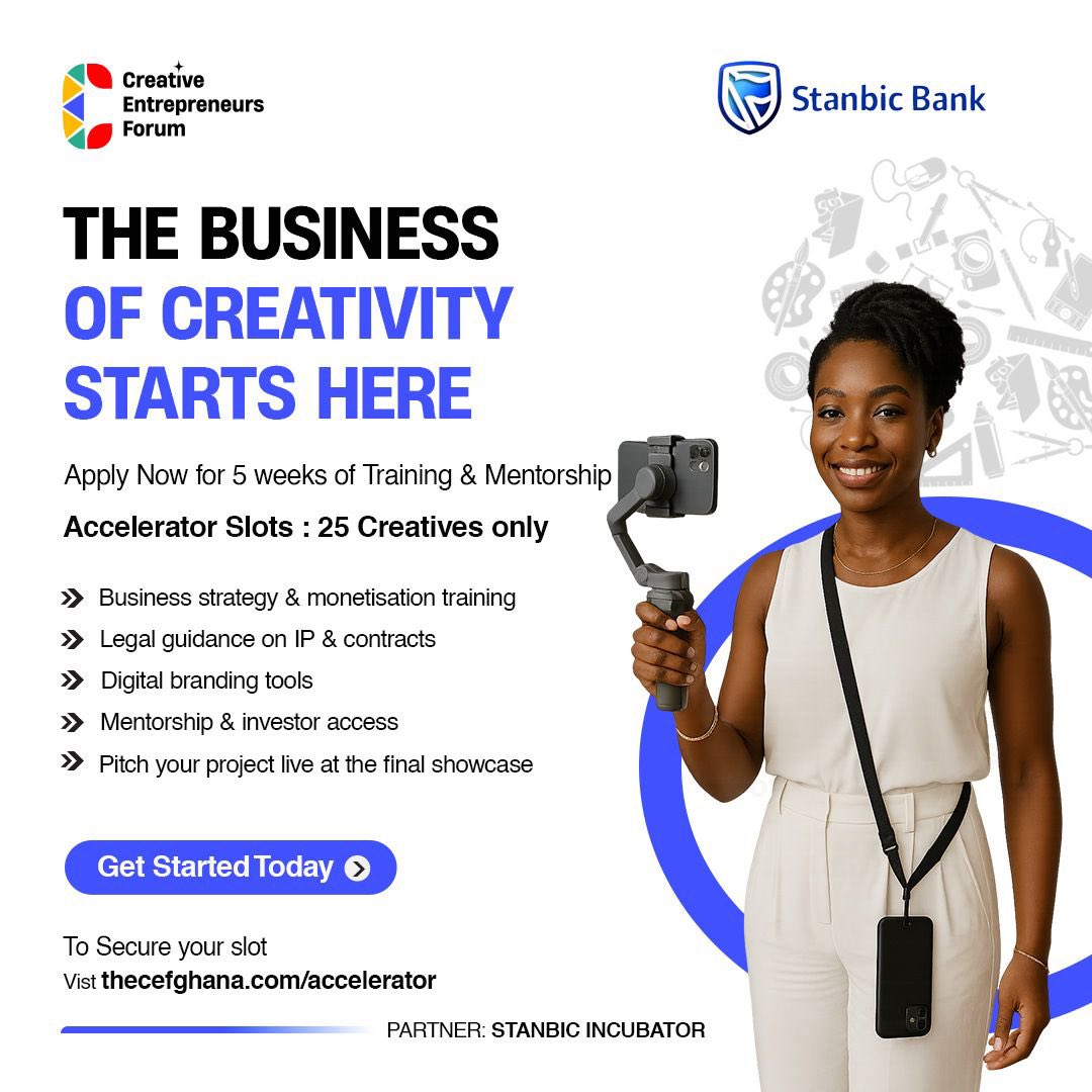 adarkwa_yeboah's tweet photo. https://t.co/VXZc6zpLn8
Proudly partnered with Stanbic Bank and Stanbic Incubator @thecefghana
#CEFaccelerator #creativityinbusiness
#stanbicbank #stanbicincubator
#creativeentrepreneurs https://t.co/oqe6NE8nUi