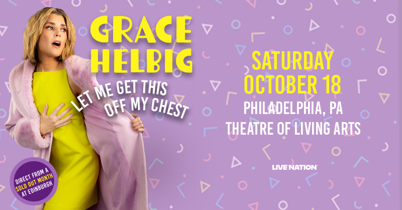 Theatre of Living Arts (@tlaphilly) on Twitter photo JUST ANNOUNCED! π€ <a href="/gracehelbig/">Grace Helbig</a> is coming to the TLA on Saturday, October 18!
"Let Me Get This Off My Chest" reveals lessons and confessions from her "journey" into the wild world of cancer treatment. Tickets on sale Friday, Aug 15th @ 10AM local. β€ JUST ANNOUNCED! π€ <a href="/gracehelbig/">Grace Helbig</a> is coming to the TLA on Saturday, October 18!
"Let Me Get This Off My Chest" reveals lessons and confessions from her "journey" into the wild world of cancer treatment. Tickets on sale Friday, Aug 15th @ 10AM local. β€