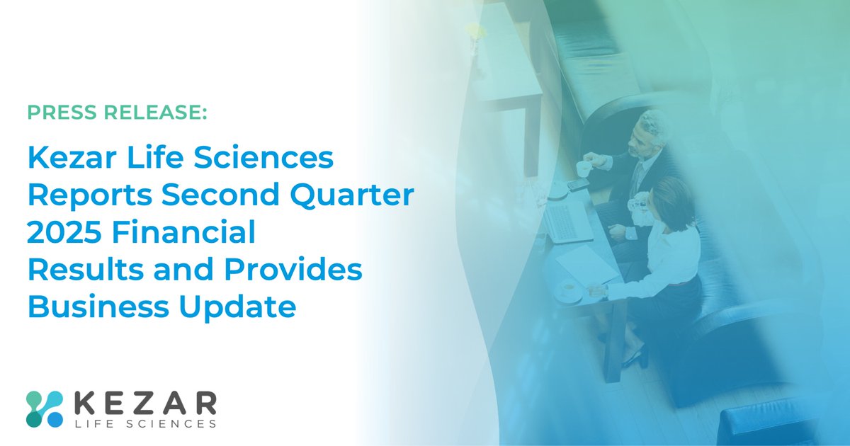 Today, we released our second quarter 2025 financial results along with recent business updates. Learn more in the full news release here: ir.kezarlifesciences.com/news-releases/…