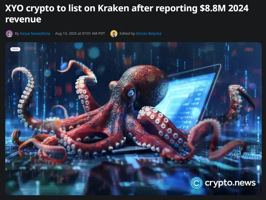 OfficialXYO's tweet photo. Press coverage via @cryptodotnews: "XYO crypto to list on Kraken after reporting $8.8M 2024 revenue"

https://t.co/93lLeTwzGl https://t.co/HZB8yIrDDT