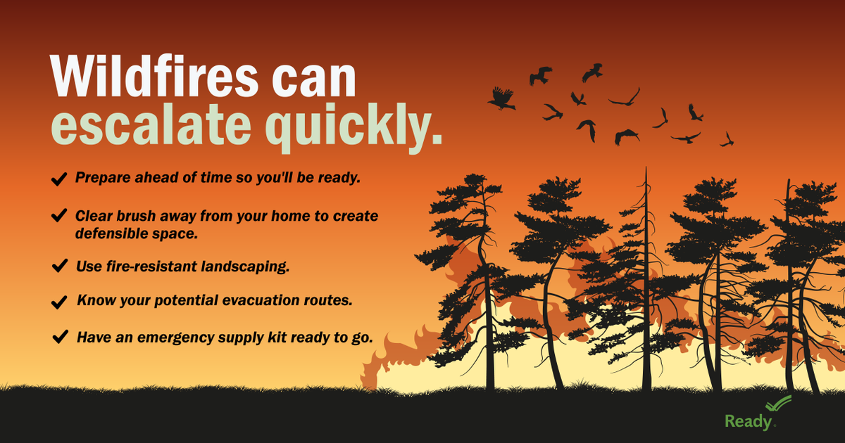 Critical fire weather conditions are currently affecting the Great Basin and the Northern Rockies. 

Wildfires spread quickly! Have multiple ways to receive alerts and make sure you have an emergency bag ready in case you are asked to evacuate.

More: ready.gov/wildfires