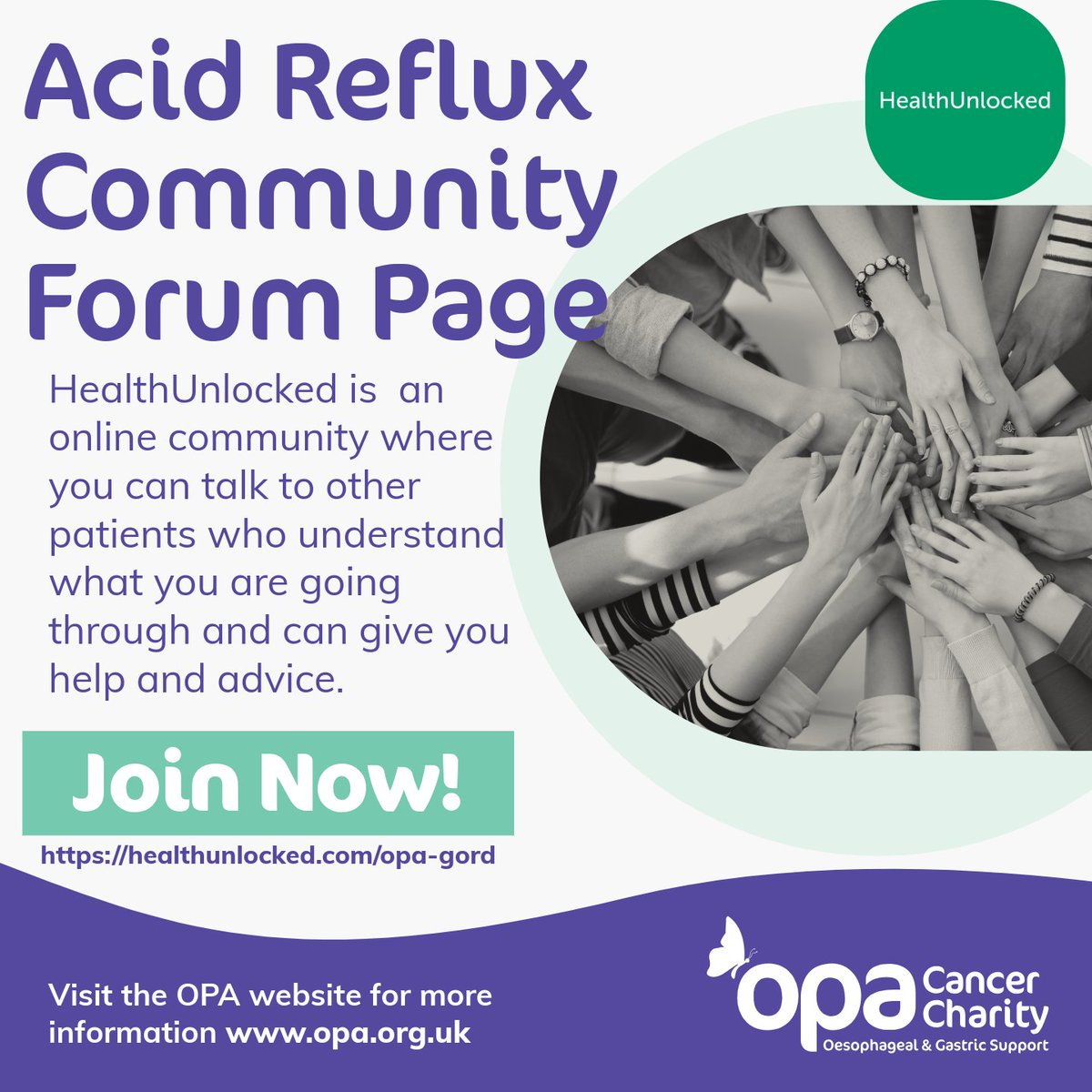 Join the Acid Reflux Community Forum Page today! 

#opa #cancer #charity #Heartburn #AcidReflux #AcidRefluxDisease #GORD #GERD