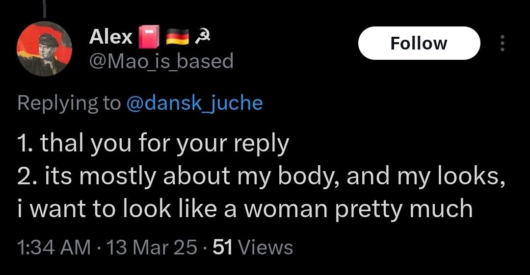 RedGuard1509's tweet photo. @RadikalMaoist Sorry, dont wanna be sexist towards a trans woman such as yourself https://t.co/xwuufhDAxr