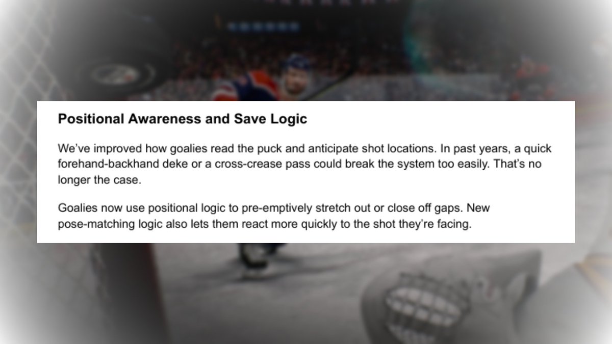 Thrash94Gaming's tweet image. Some major changes to goalies in NHL 26

RIP the forehand-backhand?🥺

In all seriousness, IF (big if) all of this works the way it sounds it does - this is the biggest change to goalies we have seen in a very long time