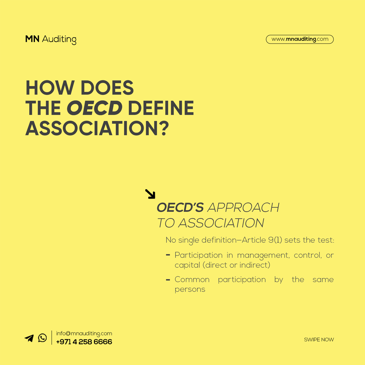 MNAuditing's tweet photo. How Does the OECD Define Association
.
.
Visit Our Website ⬇️
https://t.co/N7sUp6CZ8p

contact us
📞 +971 4 258 6666
📧 info@mnauditing.com
#MNAuditing #OECD #TaxCompliance #BusinessAdvisory #FinancialServices #DubaiBusiness #CorporateGovernance #UAEFinance #AccountingUAE https://t.co/WVyoLm12Gx