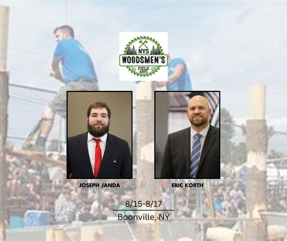 THIS WEEKEND is the annual NYS Woodsmen's Field Days !🎉

Be sure to check out our booth where Joseph and Eric are ready to talk all things trees 🌲🪵
Learn more about this event and get tickets at ow.ly/cSkb50WFixu 

 We can't wait to see you there!
#WoodsmensFieldDays