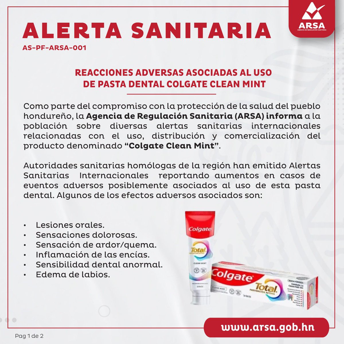 🚨ALERTA SANITARIA AS-PF-ARSA-001🚨