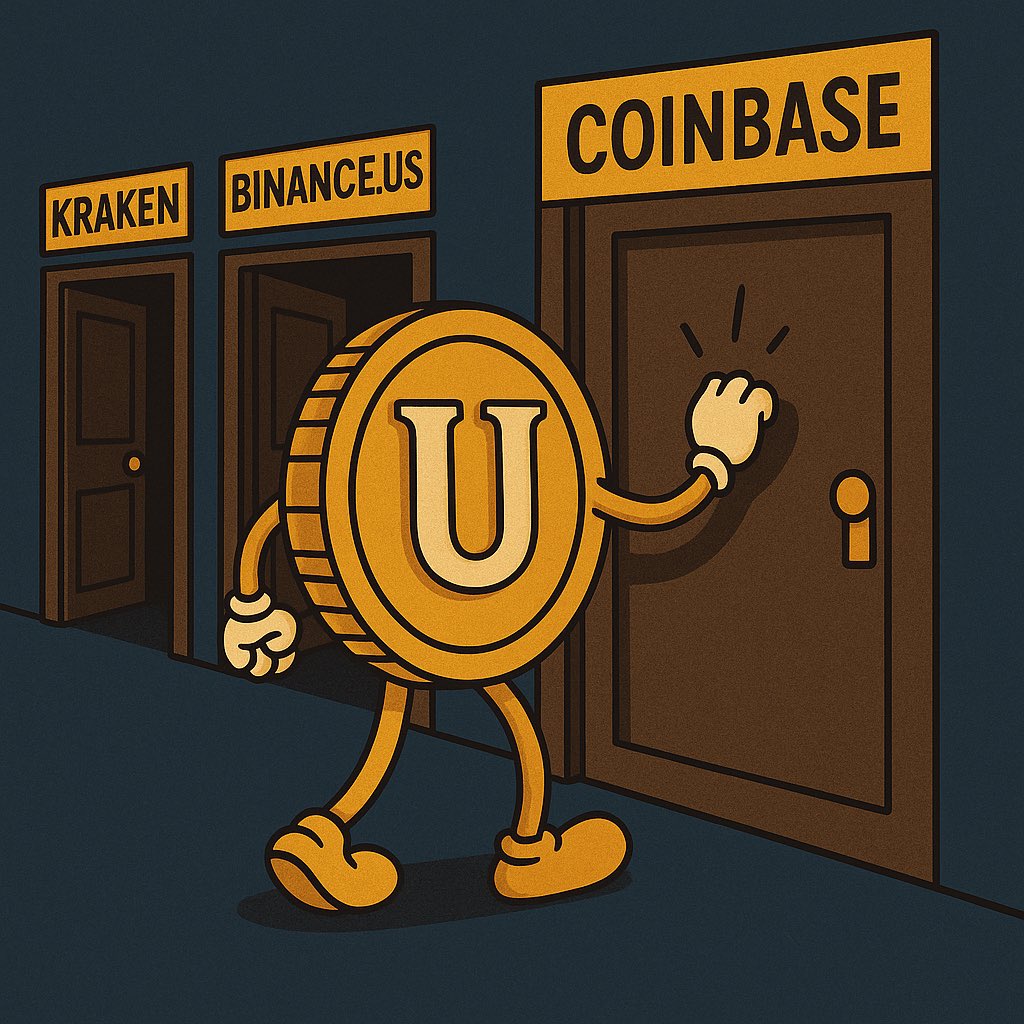 Kraken과 Binance US를 지나 Coinbase 문을 두드리는 Useless 코인 만화 일러스트