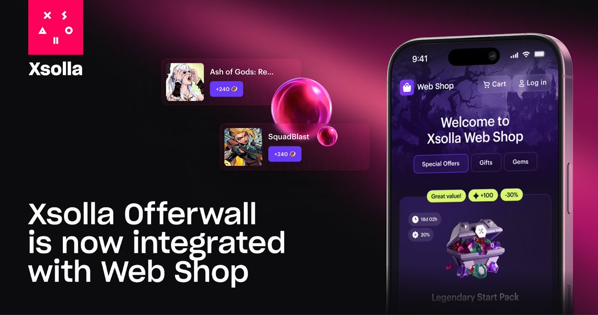 Xsolla's tweet photo. Xsolla Offerwall is now fully integrated into Xsolla Web Shop.

✅ Monetize non-paying users
✅ Drive zero-cost UA
✅ Extend engagement

Level up your #mobilegame today: https://t.co/v9YP21ju8q https://t.co/Al20giuL72