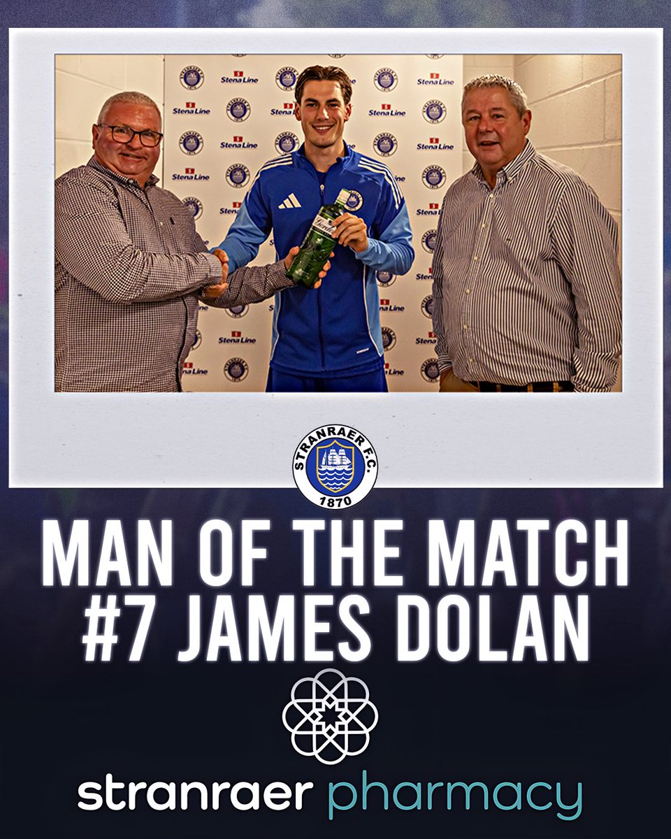 Stranraer FC (@stranraerfc) on Twitter photo Congratulations to last night’s corporate hospitality Man of the Match, <a href="/_JamesDolan/">James Dolan</a> ⭐️
Presented his award by our friends and sponsors from Three Lochs 🍾
Stranraer FC Man of the Match, proudly sponsored by Stranraer Pharmacy 🤝 Congratulations to last night’s corporate hospitality Man of the Match, <a href="/_JamesDolan/">James Dolan</a> ⭐️
Presented his award by our friends and sponsors from Three Lochs 🍾
Stranraer FC Man of the Match, proudly sponsored by Stranraer Pharmacy 🤝