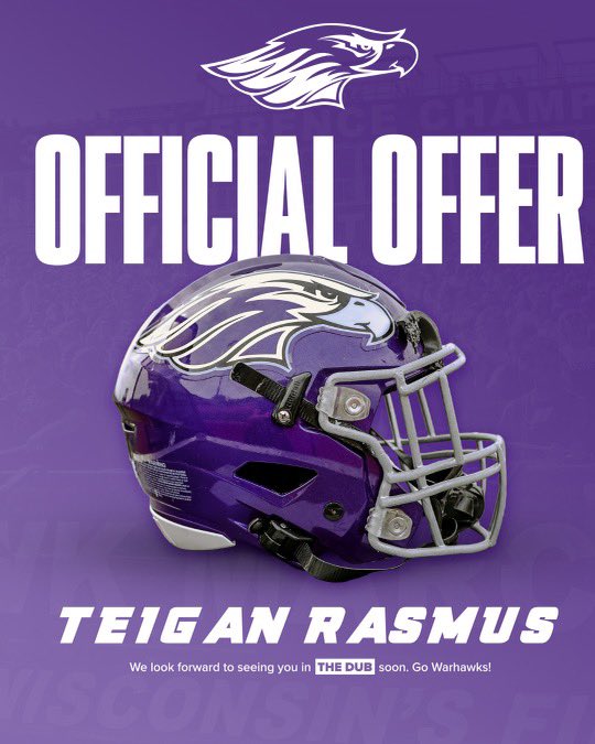 After a great call with <a href="/CoachCortez53/">Ryan Cortez</a> I’m proud to announce that I’ve received an offer to play <a href="/WarhawkFootball/">Warhawk Football</a>!! <a href="/WausauWestFB/">Wausau West Football</a> <a href="/PrepRedzoneWI/">Prep Redzone Wisconsin</a> <a href="/MJ_NFLDraft/">Mark Johnson</a>