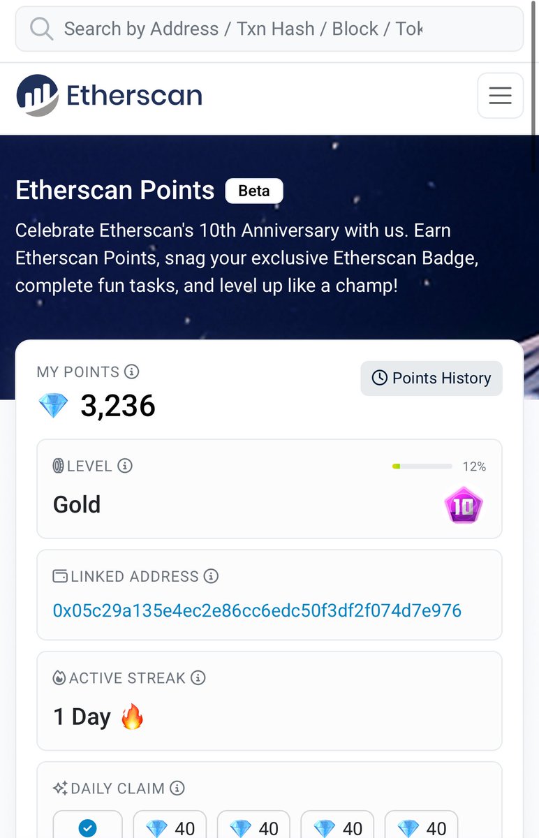 moonft_arts's tweet photo. Something interesting prepared by @etherscan 

I’m Gold level. What is your etherscan level? 

#10YearsofEtherscan https://t.co/a62oCO9bb0