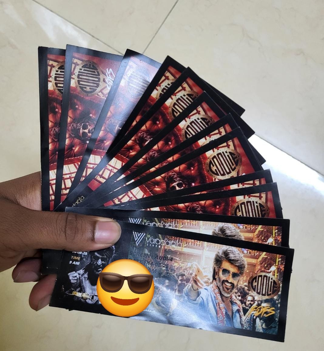 LeSangReal_T's tweet photo. Started my career sneaking in sick leave just to catch thalaivar FDFS  fast-forward a few years, got promoted, now I’m the one approving my own leave for thalaivar FDFS 🔥. From coolie in the cubicle to boss in the balcony Coolie fever ku mass entry da! 🚀 #Thalaivar #CoolieFDFS https://t.co/aiVherDN47