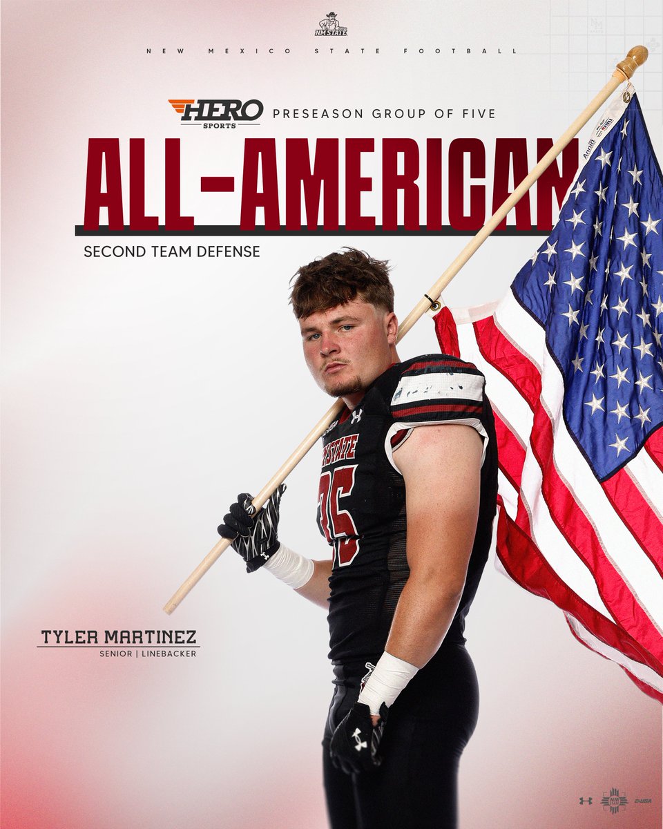 New Mexico State Football (@nmstatefootball) on Twitter photo Putting the nation on notice 👀
<a href="/tvler_1/">Tyler Martinez</a> has been named a <a href="/HEROSportsNews/">HERO Sports</a> Preseason Group of Five All-American 🏆
#AggieUp x #RideForTheBrand Putting the nation on notice 👀
<a href="/tvler_1/">Tyler Martinez</a> has been named a <a href="/HEROSportsNews/">HERO Sports</a> Preseason Group of Five All-American 🏆
#AggieUp x #RideForTheBrand