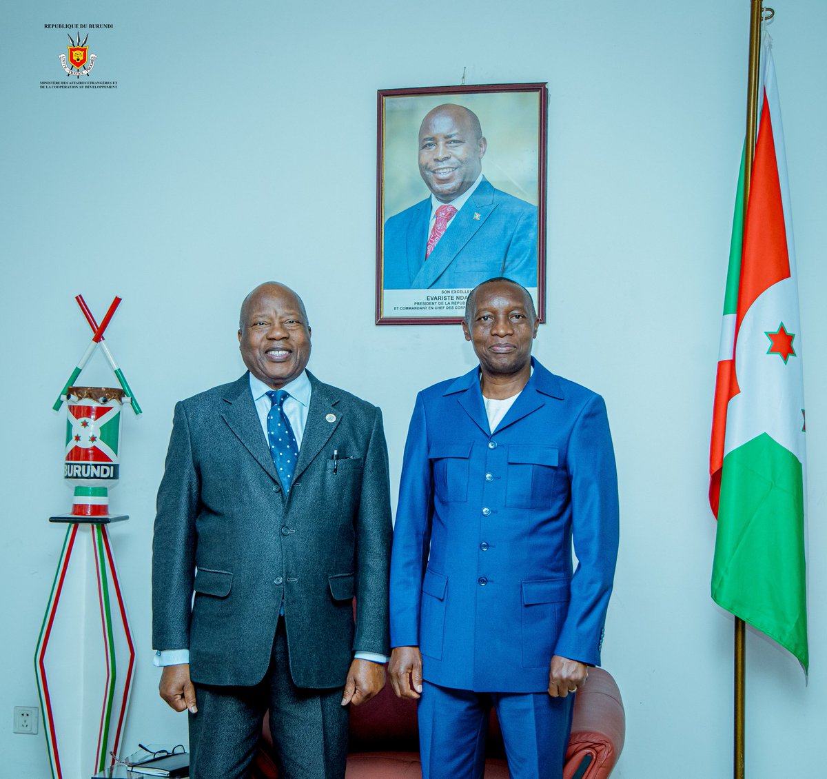 The Minister of Foreign Affairs, Regional Integration and Development Cooperation, H.E. Ambassador Édouard BIZIMANA, received in audience the Executive Secretary of the International Conference on the Great Lakes Region (ICGLR), H.E. Ambassador João Caholo, who paid him a