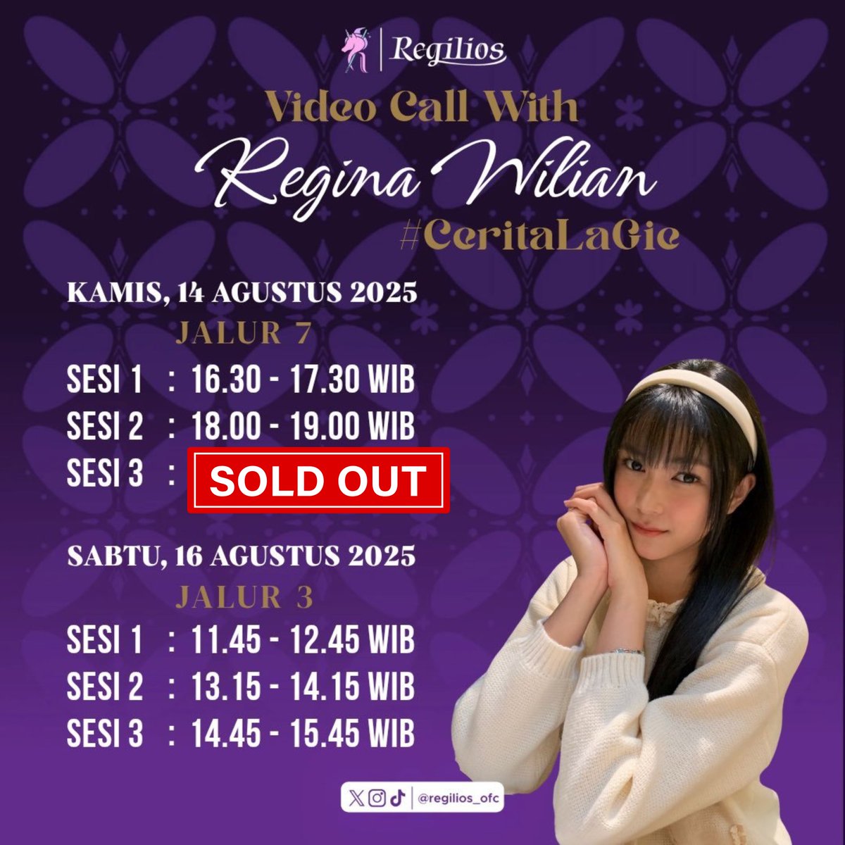 regilios_ofc's tweet photo. Wah wah, sesi 3 sudah SO bestie @Regie_JKT48 ya amfun, yang belum mengamankan tiket temu kangen yuk sisa 2 sesi buat besok sore🥰🥰

#CeritaLaGie https://t.co/0PpAdCYdyF