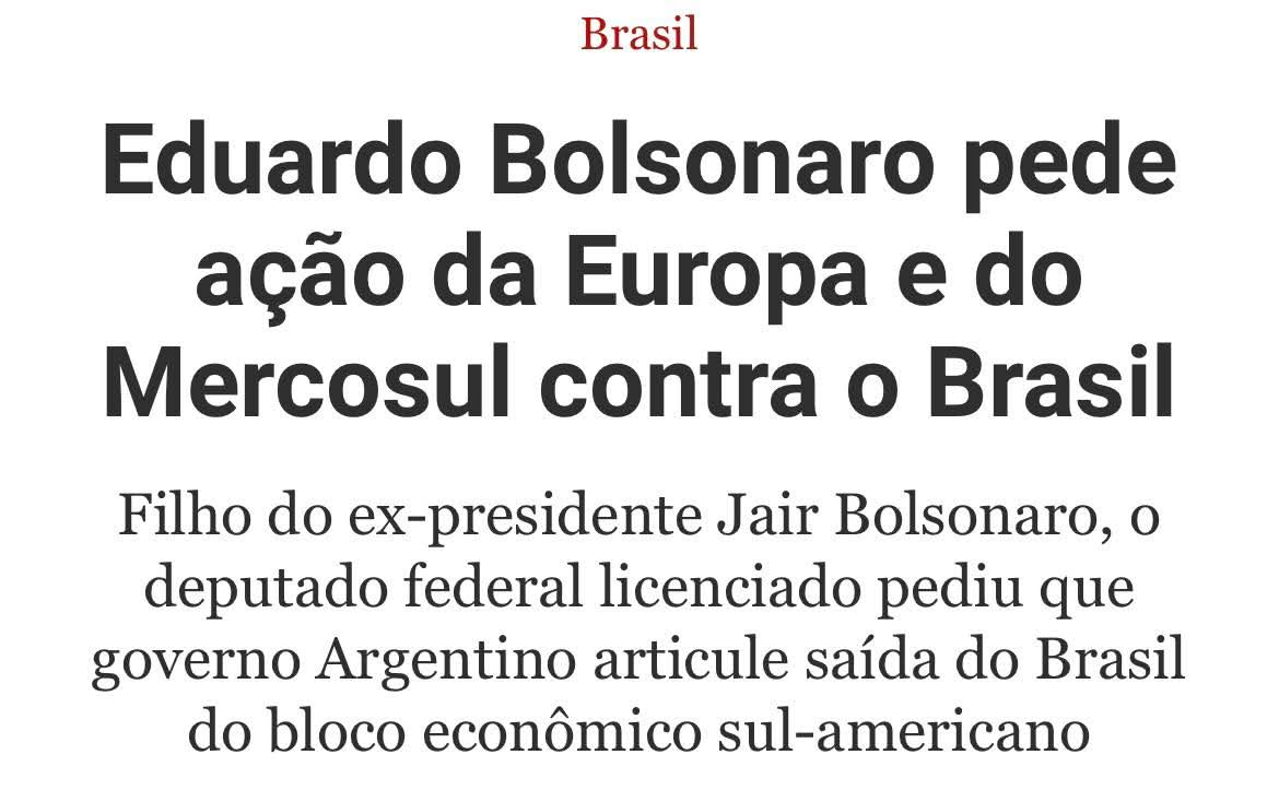 É abissal a capacidade de Eduardo Bolsonaro produzir provas contra si mesmo. Como Trump nao é eterno, ele um dia será preso. Anotem!

BRASIL ACIMA DA TAXAÇÃO