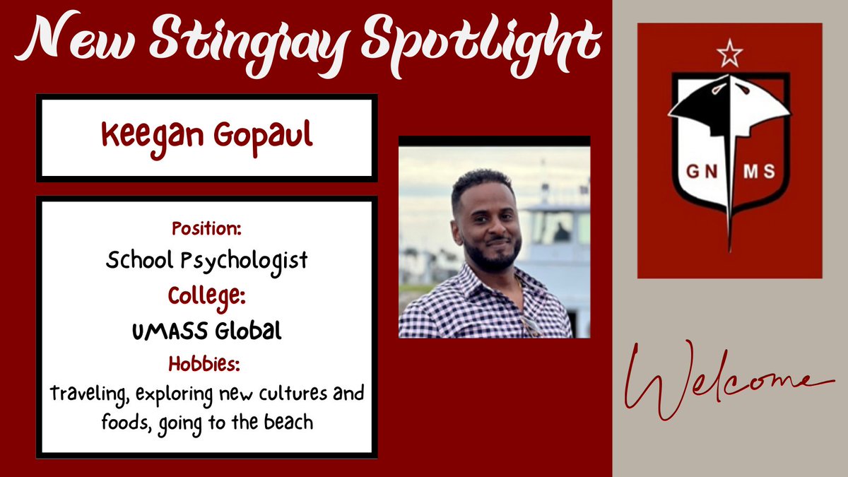 Please join us in welcoming our new school psychologist, Mr. Gopaul.