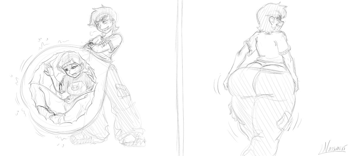 Sketches from the today´s private stream (the 3º pic is from a old stream), I was missing the theme of the "slaves" in latex and with restraints on their arms and legs, I should return to it someday.