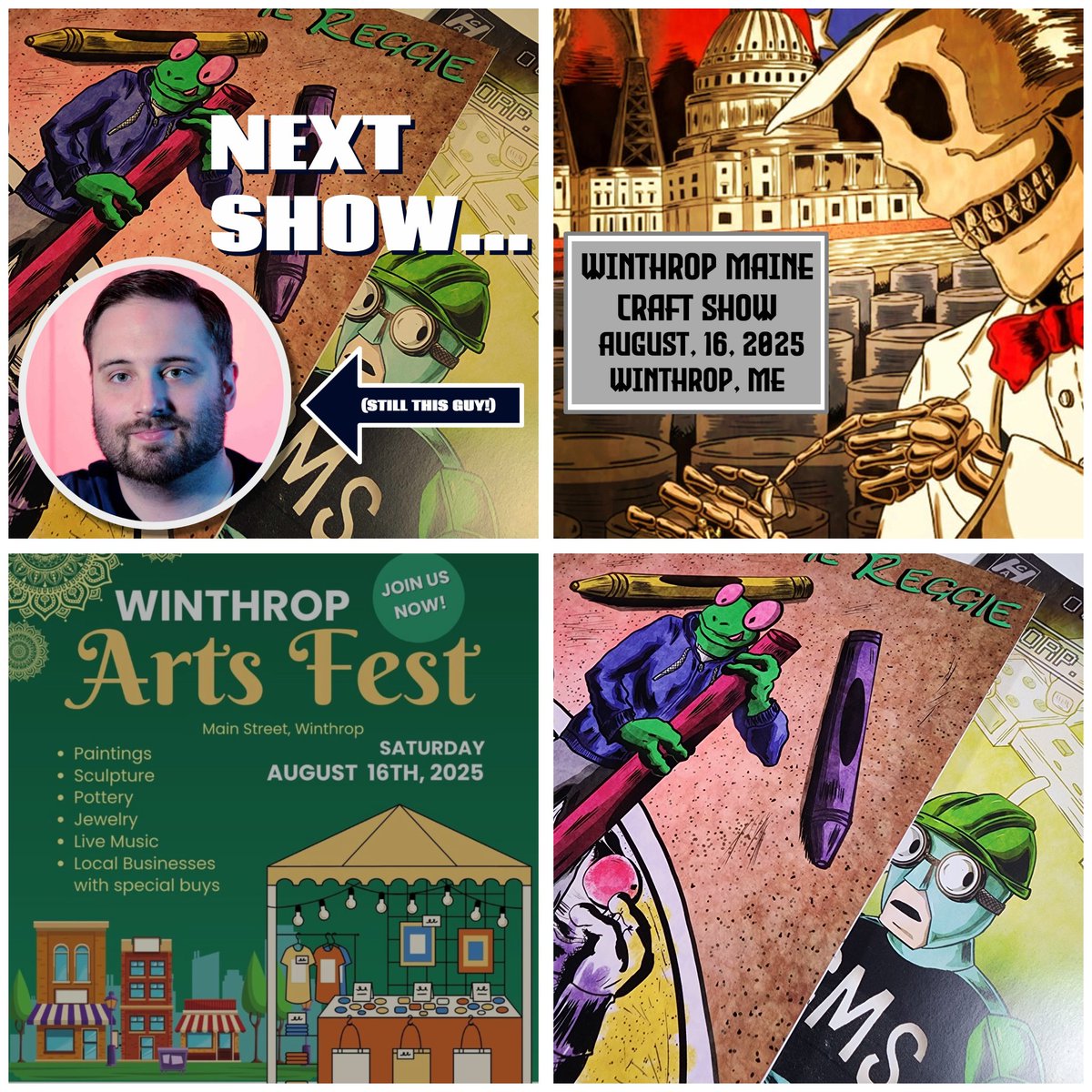 CHollandArt's tweet image. Next show is in Winthrop, ME this Saturday! Hope to see you and please, PLEASE water for yours truly :).
•
•
•
•
•
#corpmassscott #cmsbook #Winthrop #maine #artistfestival #cmr #colormereggie #coloringbook #books #comics #makecomics #Saturday #nabthenineties #chollandart