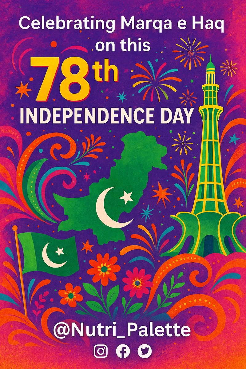 Nutri_Palette's tweet photo. 🇵🇰 This Independence Day, Let’s Nourish the Nation
As we celebrate the 14th of August, we remember that independence is more than a moment in history—it’s a living promise. A promise of dignity, opportunity, and wellbeing for every citizen.
At Nutri Palette, we believe that nutrition is a cornerstone of that promise. A healthy nation is a strong nation. From combating malnutrition and lifestyle diseases to empowering communities with public health education, our mission is rooted in the belief that every plate tells a story of resilience.
This year, let’s reflect on how far we’ve come—and how far we must go.
Let’s advocate for #FoodSecurity, equitable #accesstohealth resources, and culturally rooted #nutrition practices that uplift every household.
Because true independence means the freedom to thrive—physically, mentally, and socially. 😊
Happy Independence Day, Pakistan.
Health is not a privilege. It is a right. And it begins with awareness. 🍏🍎
#IndependenceDay2025 #PakistanZindabad #NutriPalette #NutritionForAll #PublicHealth #EmpowerThroughEducation