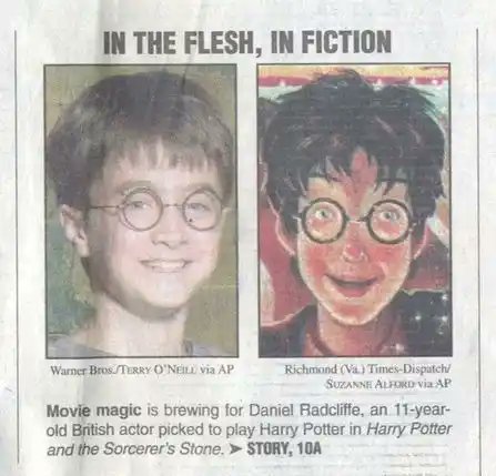 PotterWorldUK's tweet photo. Newspaper announcement of Harry Potter casting from 2000. https://t.co/pnfhBl7E4j