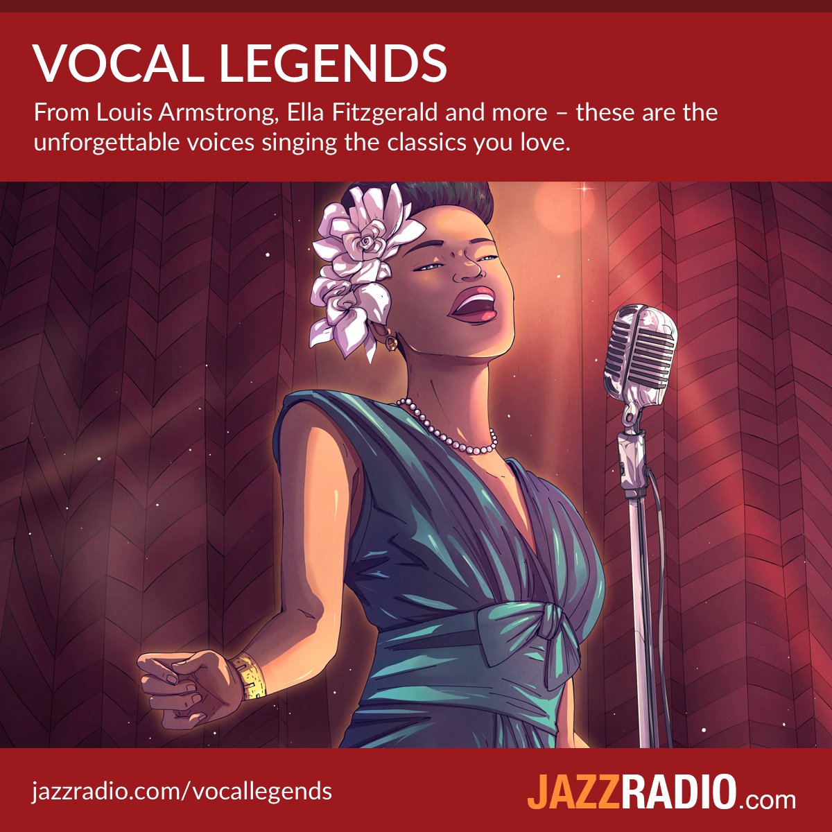 Vocal Legends – unforgettable voices bringing the classics you love to life! Tune in and enjoy cherished vocal jazz legends such as Ella Fitzgerald, Billie Holiday, Sarah Vaughan, Louis Armstrong and many more:
JAZZRADIO.com/vocallegends

•

#VocalJazz #JazzLegends #JazzRadio #Jazz