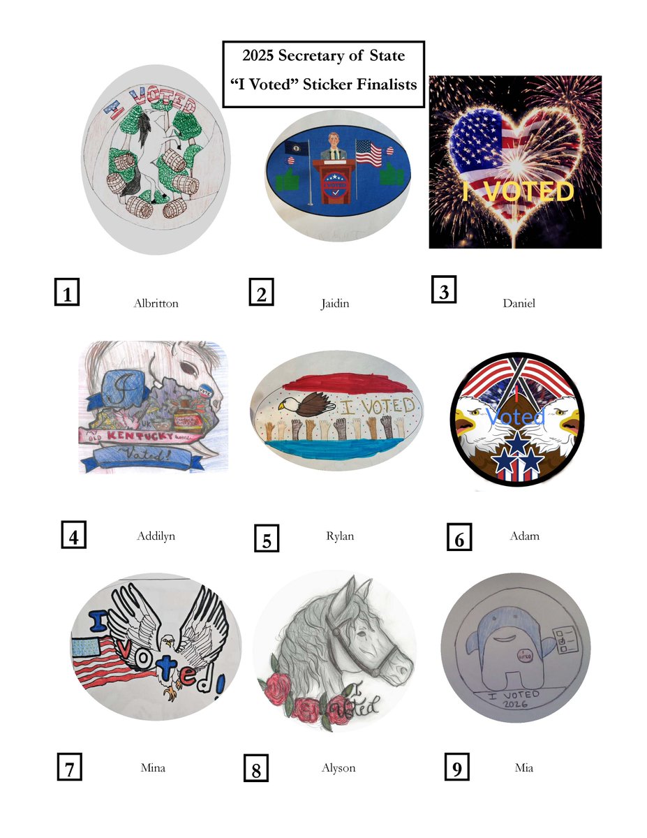 Erin Kelly (@erinkyspectrum) on Twitter photo A closely-watched race ahead of the primary election next year in Kentucky is the "I Voted" sticker contest. What's your pick? (You can vote at the <a href="/KYSecState/">Michael Adams, KY Secretary of State</a> booth at the KY State Fair 8/14-24) sos.ky.gov/civic-initiati…
<a href="/SpectrumNews1KY/">Spectrum News 1 Kentucky</a> A closely-watched race ahead of the primary election next year in Kentucky is the "I Voted" sticker contest. What's your pick? (You can vote at the <a href="/KYSecState/">Michael Adams, KY Secretary of State</a> booth at the KY State Fair 8/14-24) sos.ky.gov/civic-initiati…
<a href="/SpectrumNews1KY/">Spectrum News 1 Kentucky</a>