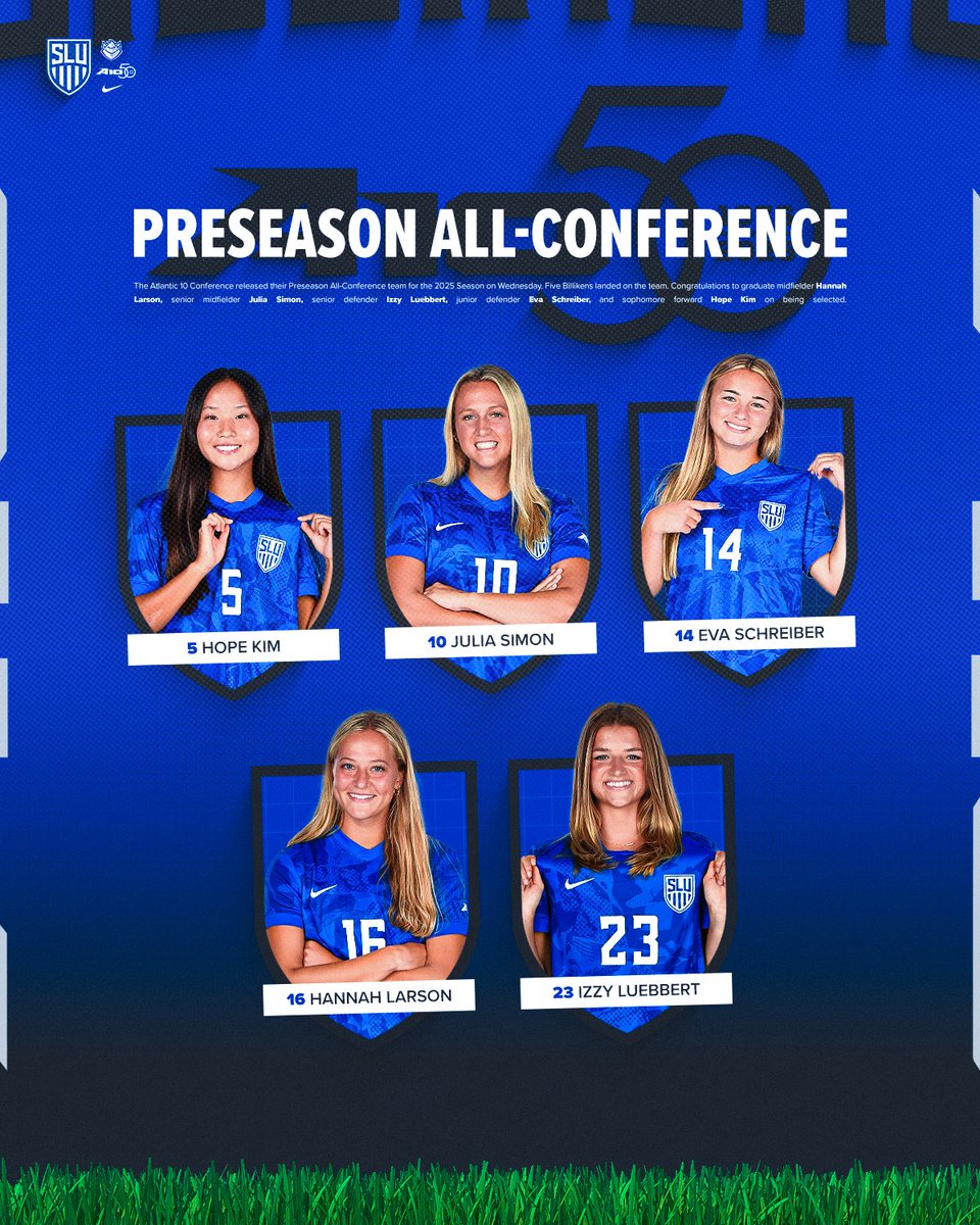 SLUWSoccer's tweet photo. A-10 Preseason All-Conference Recognition! ⚽️🤩

🔗: https://t.co/44D830Prqt

#HTR #RollBills https://t.co/onDExNMXWr