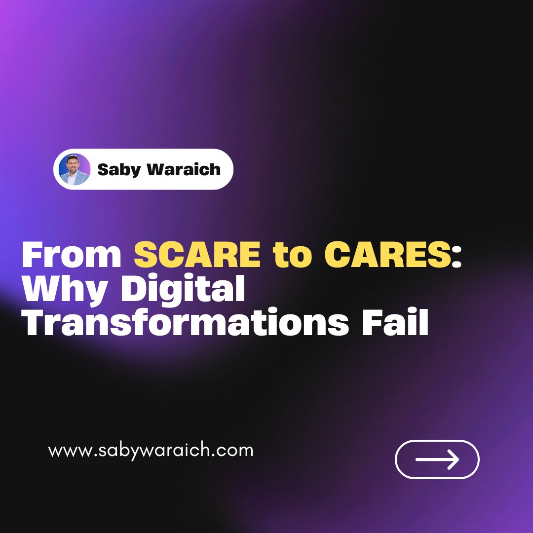 sabywaraich's tweet image. Why do most digital transformations fail?
It’s not the technology.
It’s not the budget.
It’s the human factors.

That’s why I created the SCARE to CARES framework, turning fear and chaos into clarity and momentum.

#DigitalTransformation #Leadership #CARESFramework #SabyWaraich