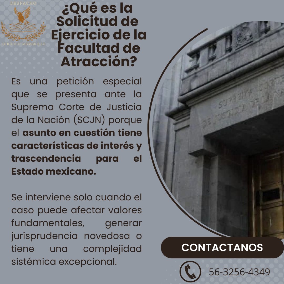 DesJurMembrillo's tweet photo. La Facultad de Atracción permite a la SCJN resolver casos de gran relevancia, impacto social o complejidad, marcando precedentes y unificando criterios judiciales en México.
#derecho https://t.co/HFjgRO8rVb